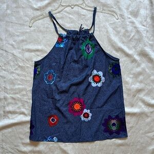 Women’s Blue Flower Print Halter